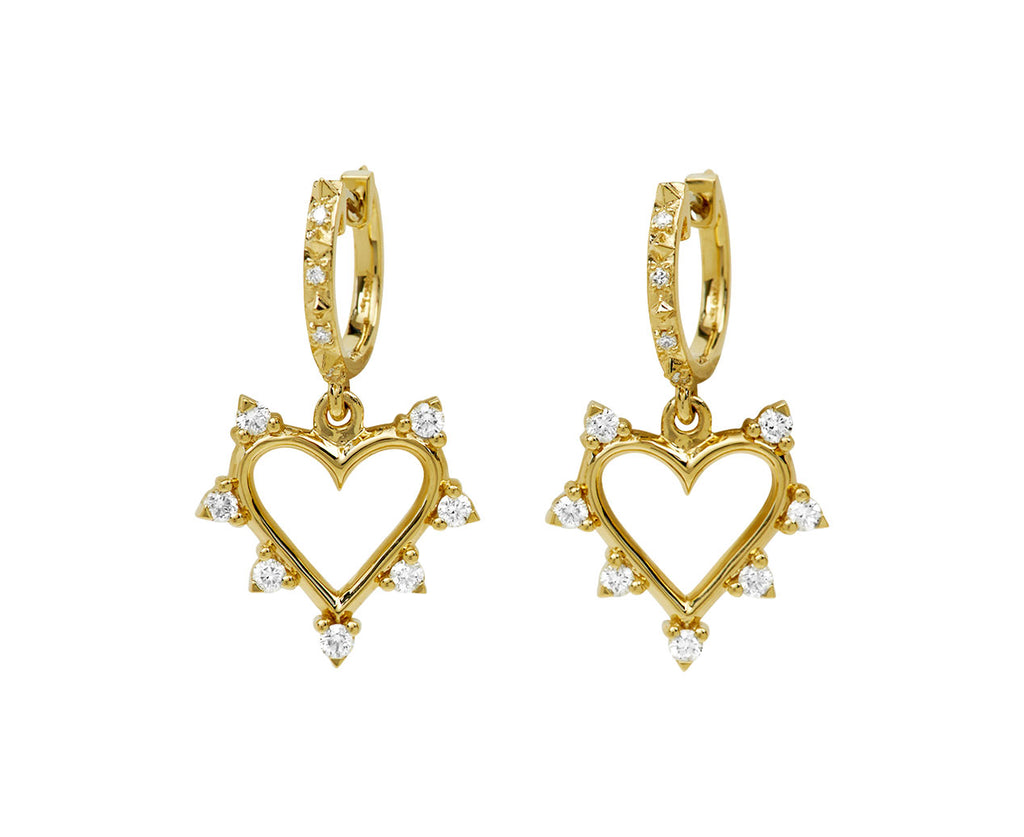Diamond Open Heart Hoop Earrings