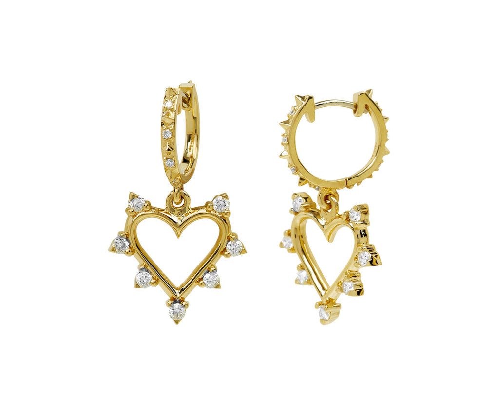 Diamond Open Heart Hoop Earrings