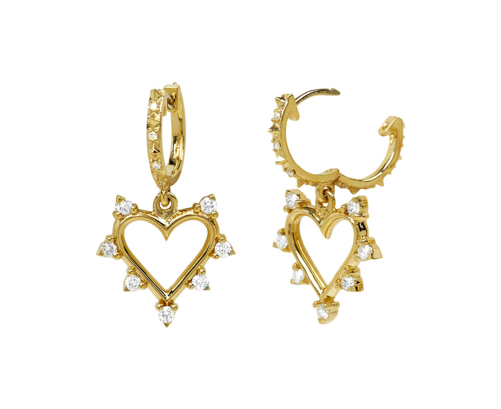 Diamond Open Heart Hoop Earrings