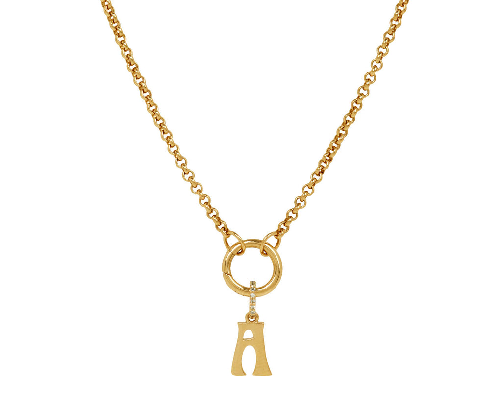 Marlo Laz Rolo 4 Chain Necklace - closeup with charm