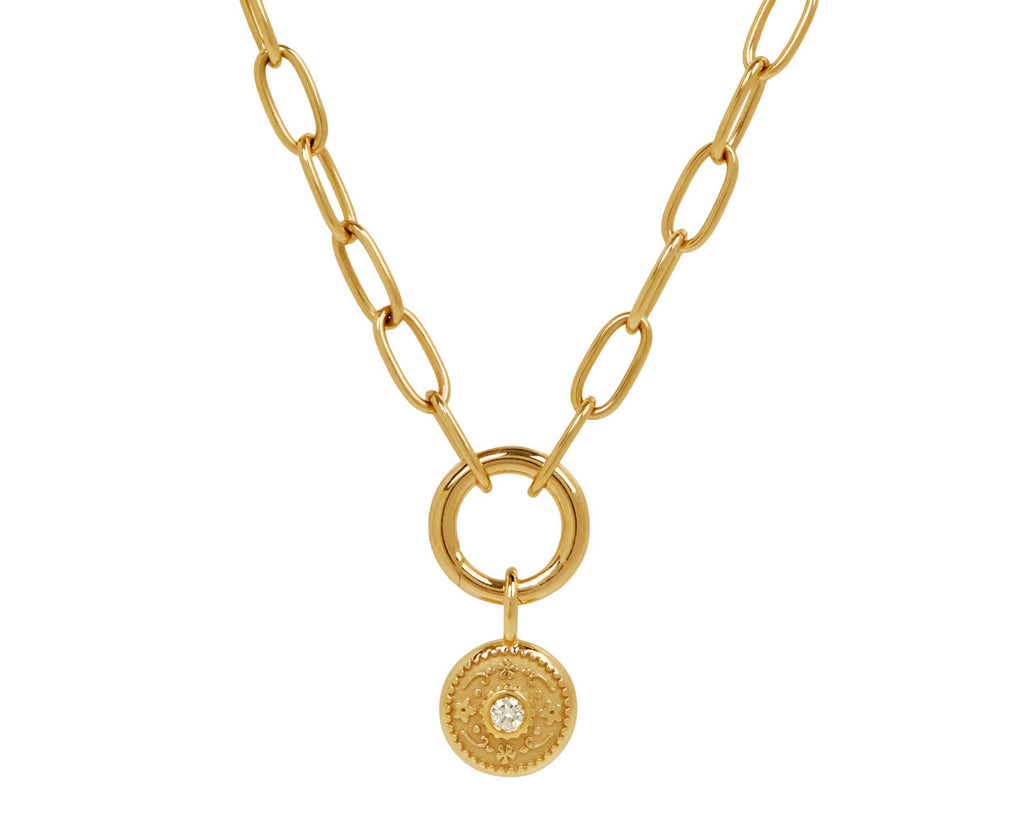 Marlo Laz 20" Sardinia 2 Chain Necklace - closeup with charm