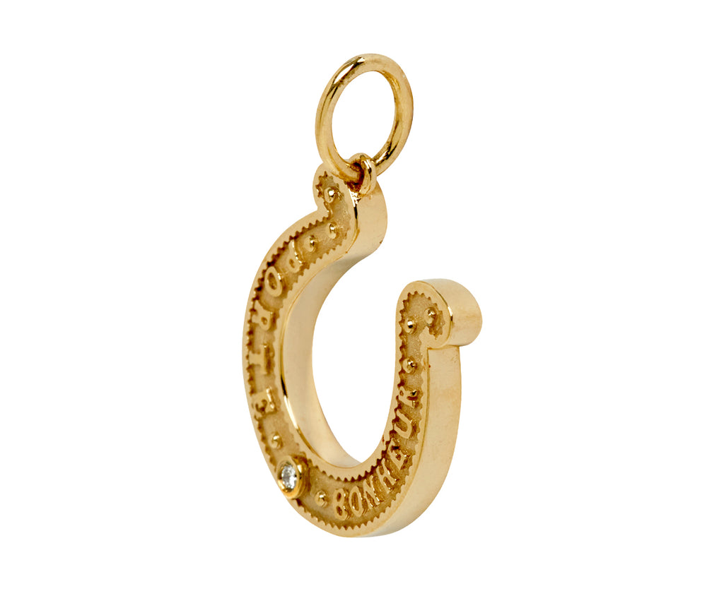 Large Bonheur Horseshoe Charm Pendant ONLY - side
