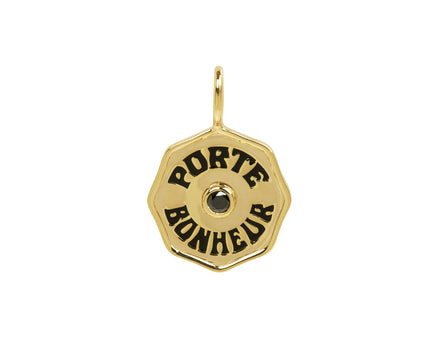 Black Diamond and Enamel Mini Porte Bonheur Charm Pendant ONLY