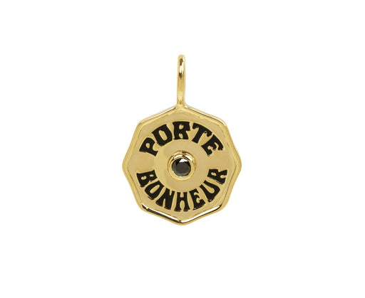 Black Diamond and Enamel Mini Porte Bonheur Charm Pendant ONLY