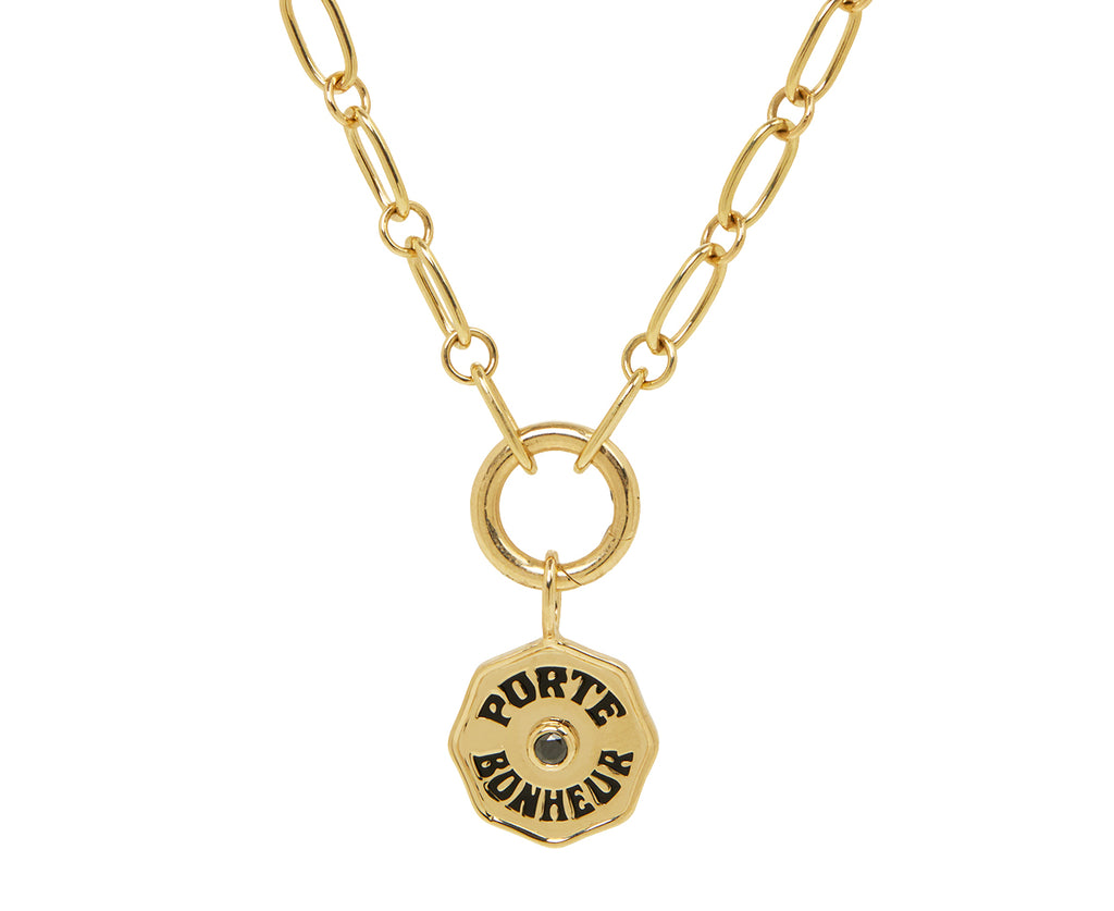 Black Diamond and Enamel Mini Porte Bonheur Charm Pendant ONLY