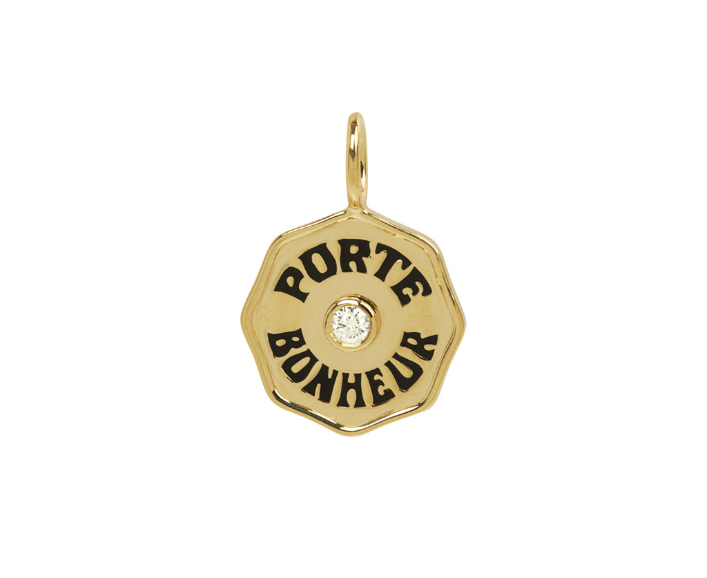 White Diamond and Black Enamel Mini Porte Bonheur Charm