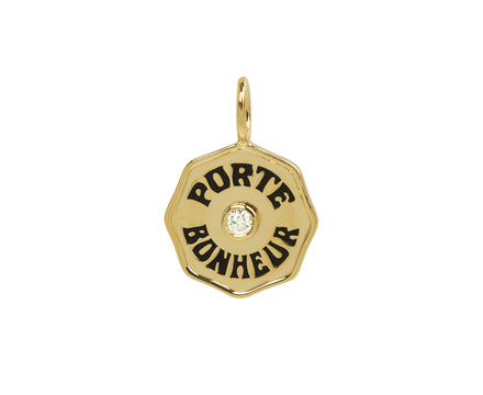 White Diamond and Black Enamel Mini Porte Bonheur Charm