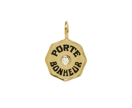 White Diamond and Black Enamel Mini Porte Bonheur Charm