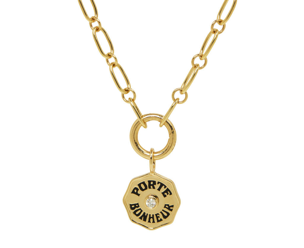 White Diamond and Black Enamel Mini Porte Bonheur Charm