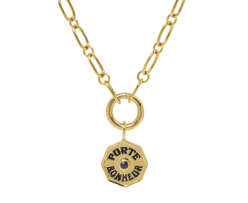 Blue Sapphire and Navy Enamel Mini Porte Bonheur Charm Pendant ONLY