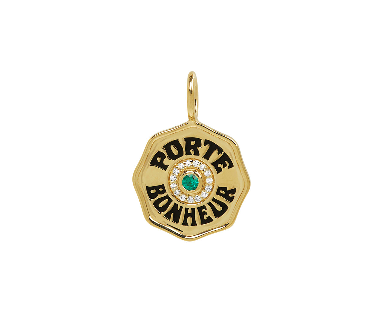 Marlo Laz Emerald and Diamond Mini Porte Bonheur Charm Pendant ONLY