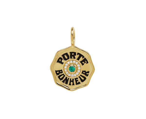 Marlo Laz Emerald and Diamond Mini Porte Bonheur Charm Pendant ONLY