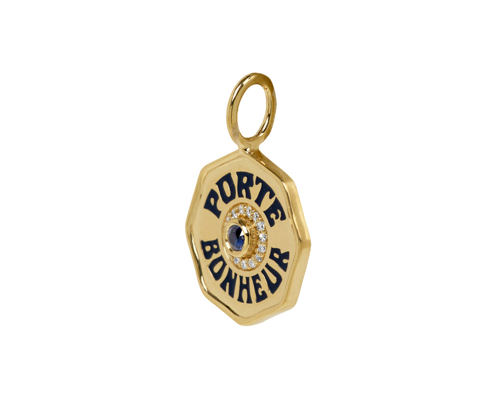 Blue Sapphire and Enamel Mini Porte Bonheur Charm Pendant ONLY