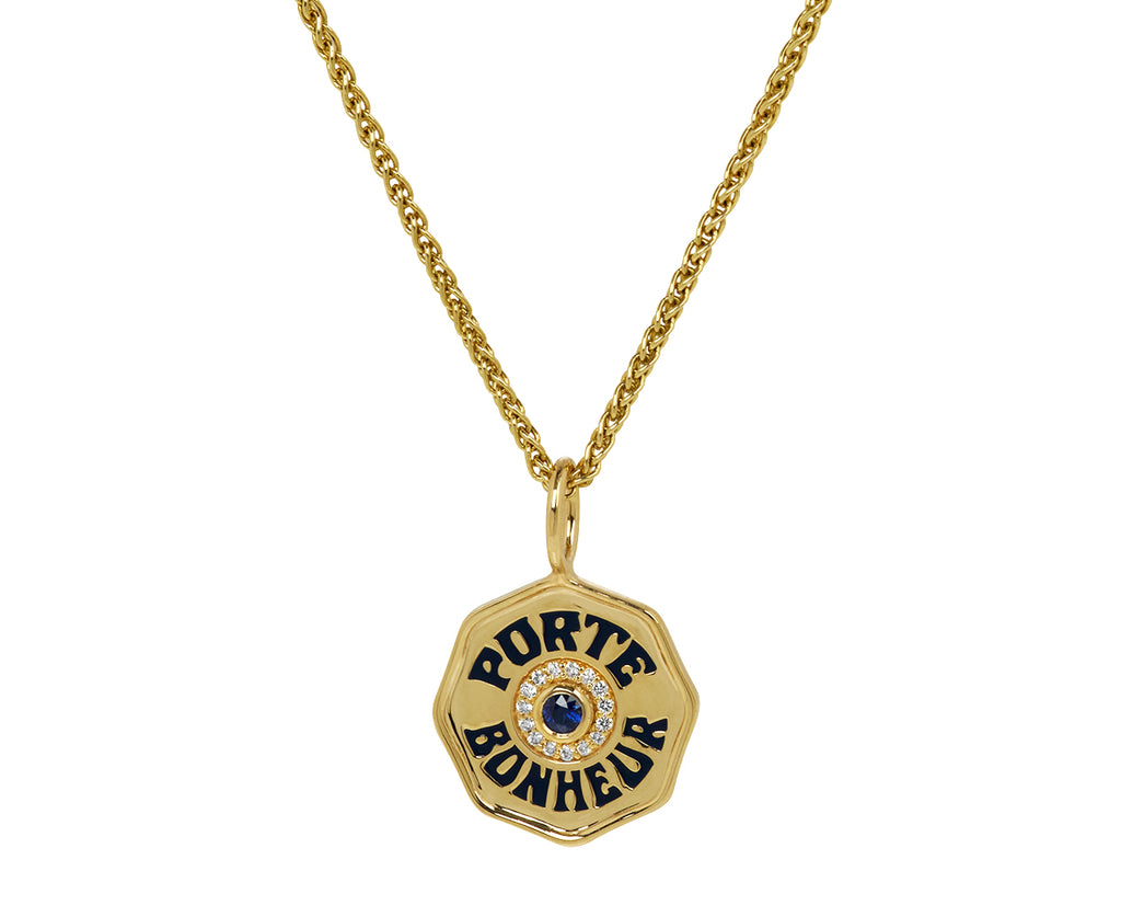 Blue Sapphire and Enamel Mini Porte Bonheur Charm Pendant ONLY