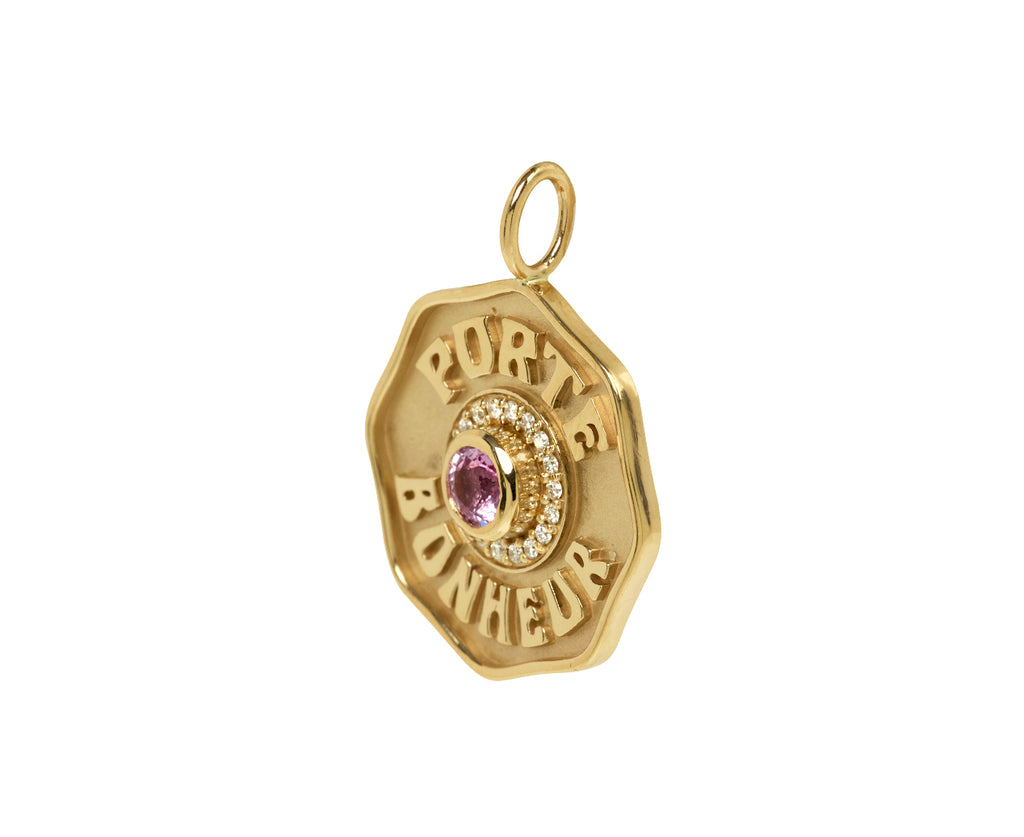 Pink Sapphire Large Porte Bonheur Charm Pendant ONLY