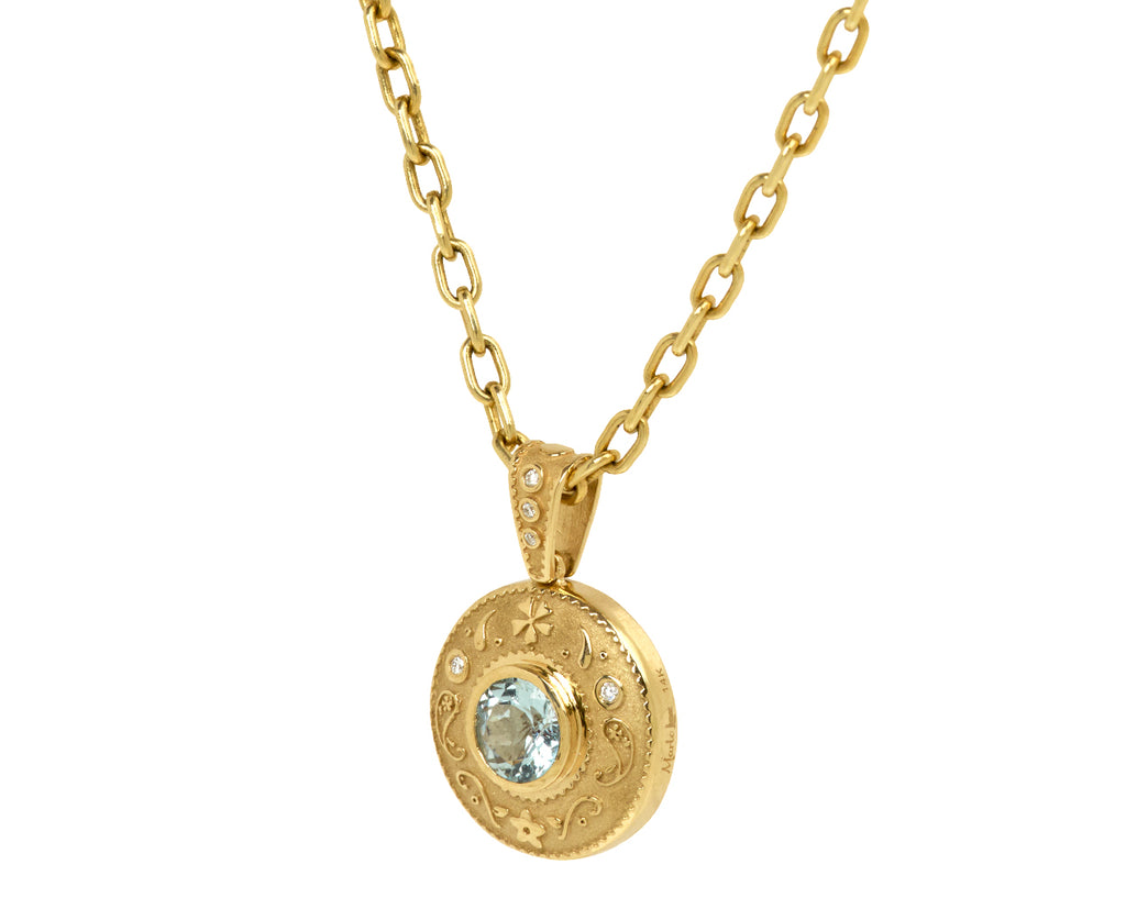 Round Southwestern Aquamarine Pendant Necklace