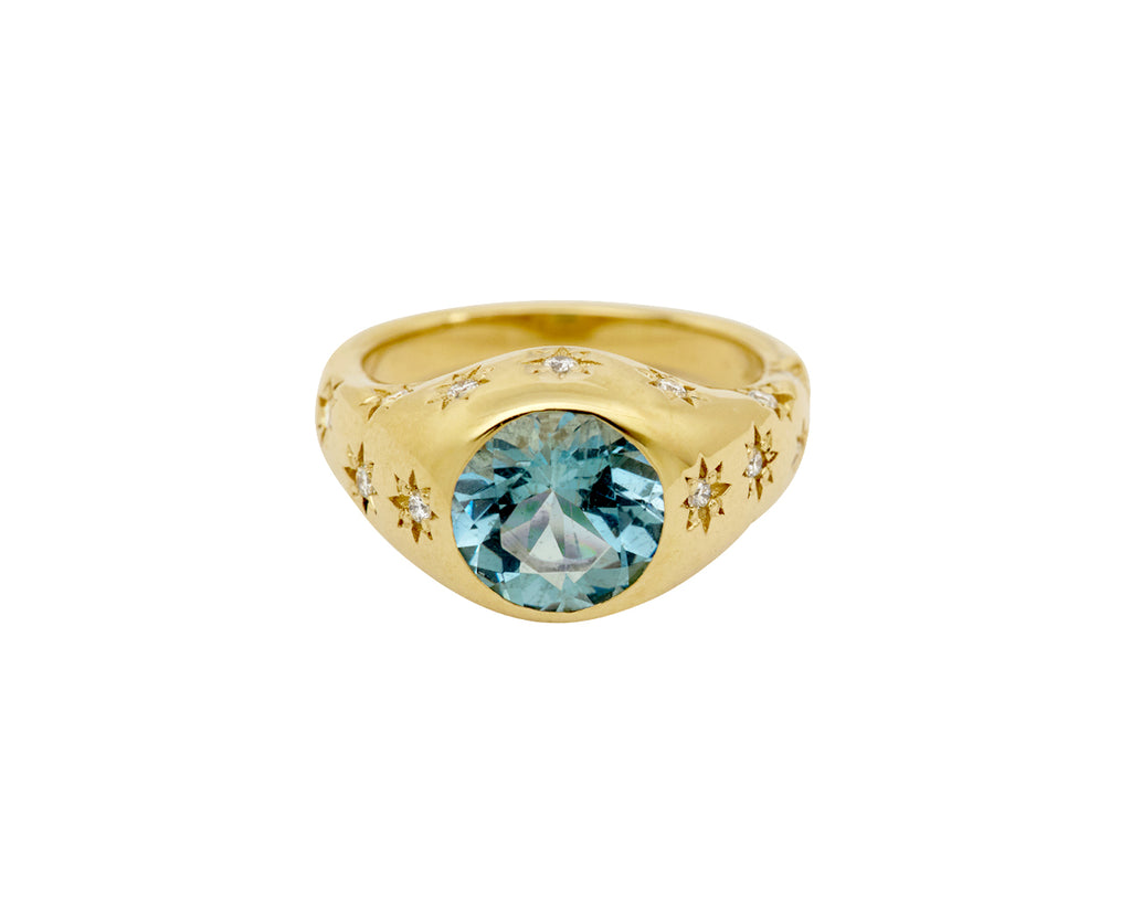 Aquamarine Santa Maria Disco Ring