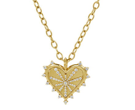 Large Diamond Spiked Heart Pendant Necklace