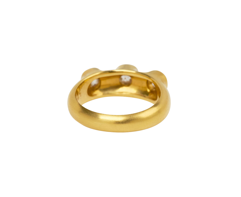 Old Mine Cut Diamond Three Stone Ring