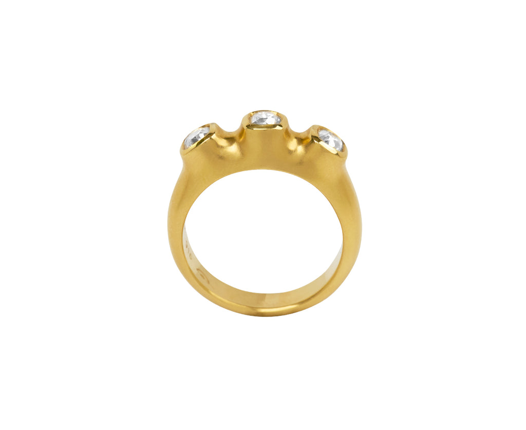 Old Mine Cut Diamond Three Stone Ring