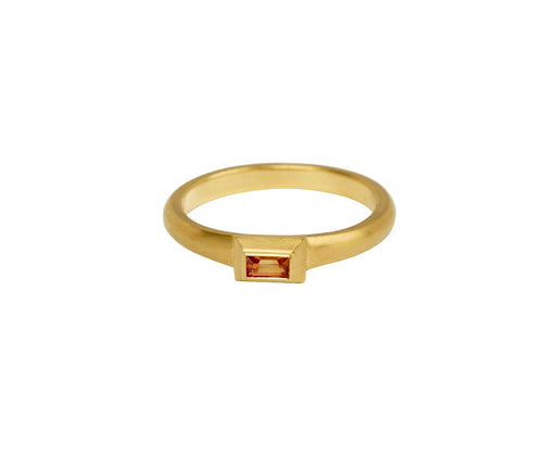 Orange Sapphire Tiny Portrait Ring