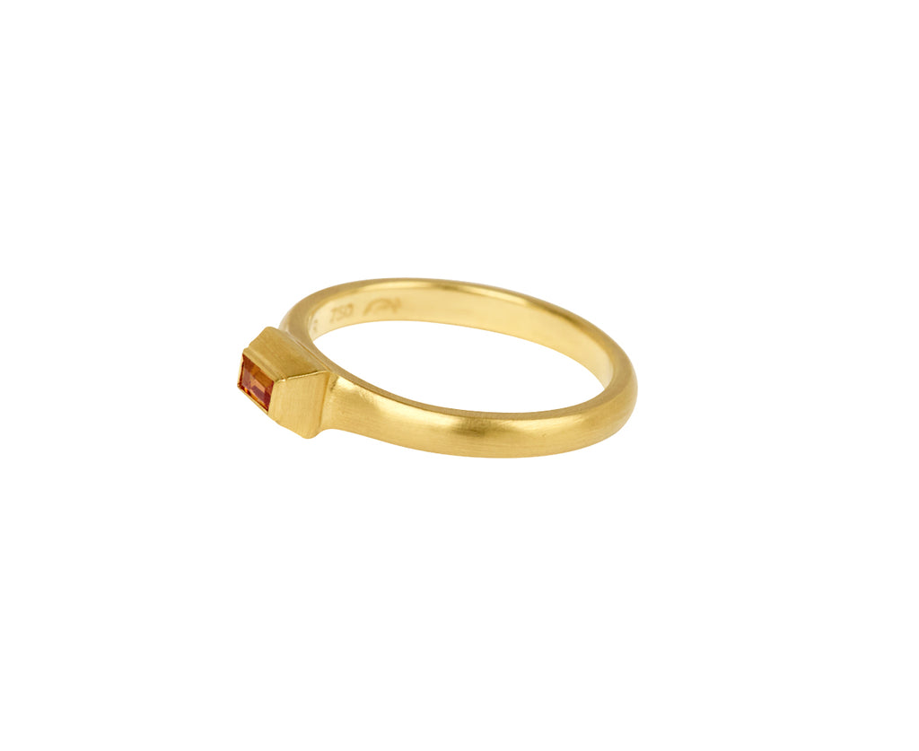 Orange Sapphire Tiny Portrait Ring