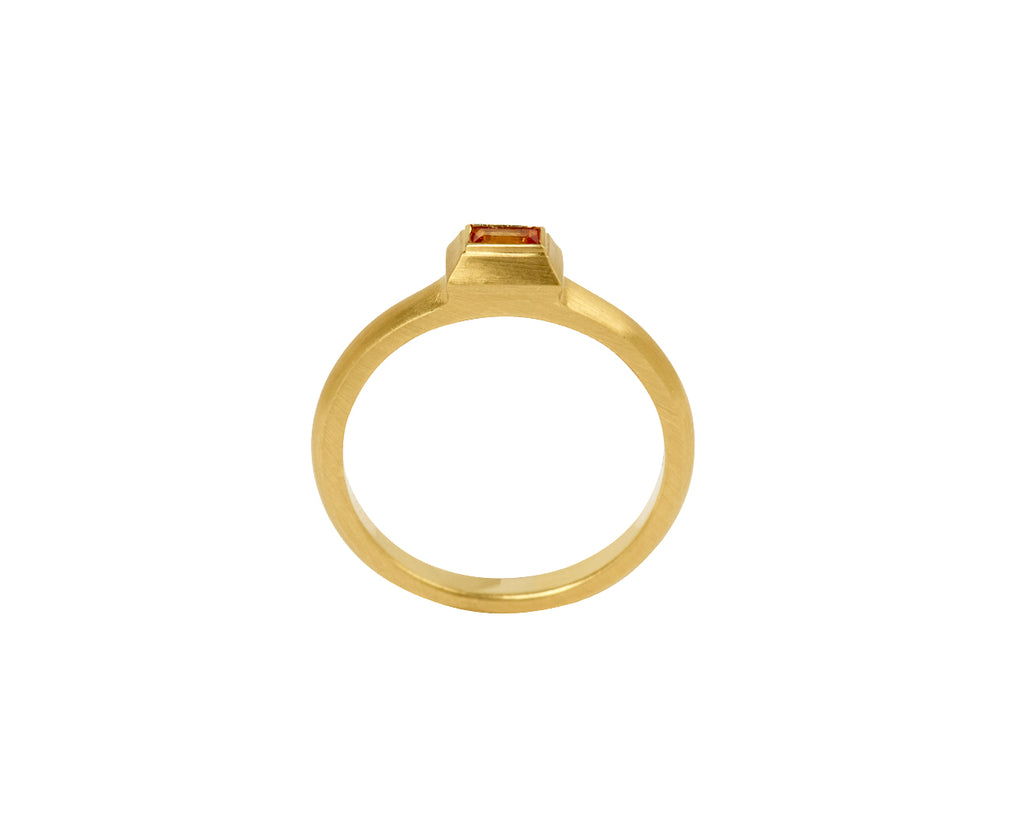 Orange Sapphire Tiny Portrait Ring