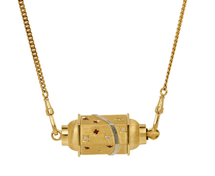 Gourmette Chain Milky Way Locket Necklace