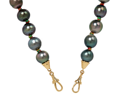 Black Keshi Pearls Mauli Link Necklace