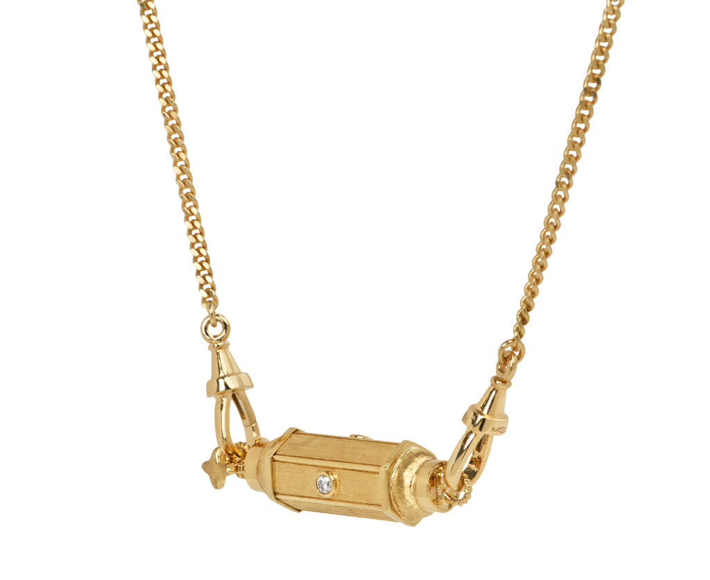 Gourmette Chain Diamond Baby Coco Locket Necklace