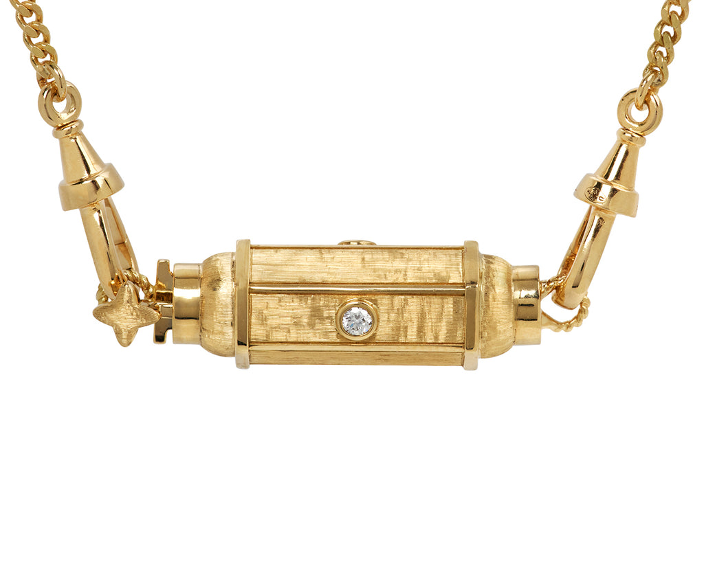 Gourmette Chain Diamond Baby Coco Locket Necklace