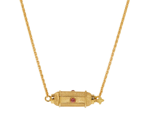 Short Ruby Micro Coco Locket Necklace