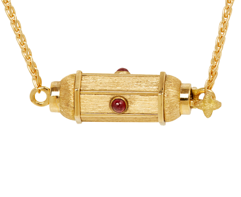 Short Ruby Micro Coco Locket Necklace