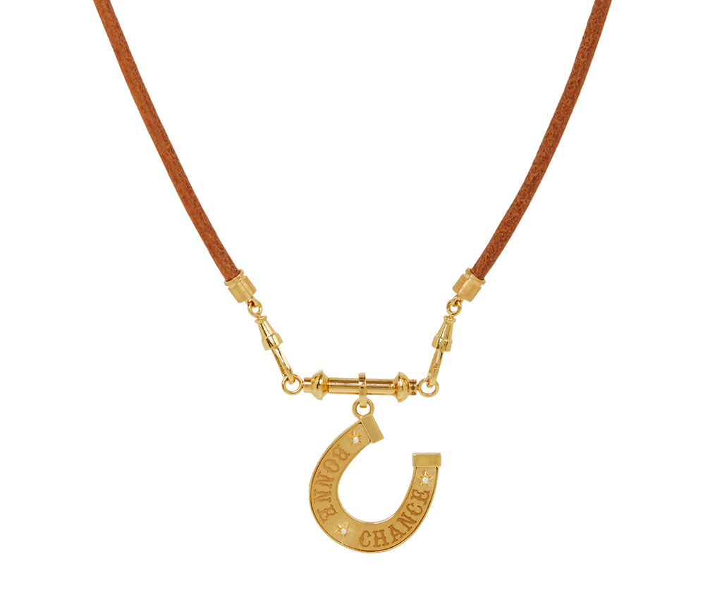 Marie Lichtenberg Baby Lasso Cord Necklace - closeup with charm and bar