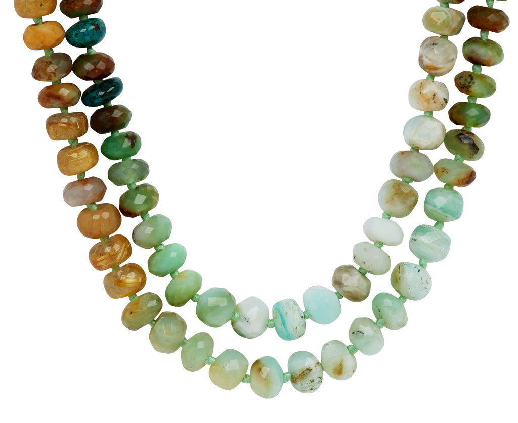 Lena Skadegard Opal, Emerald, Chrysocolla and Rutilated Quartz Beaded Necklace