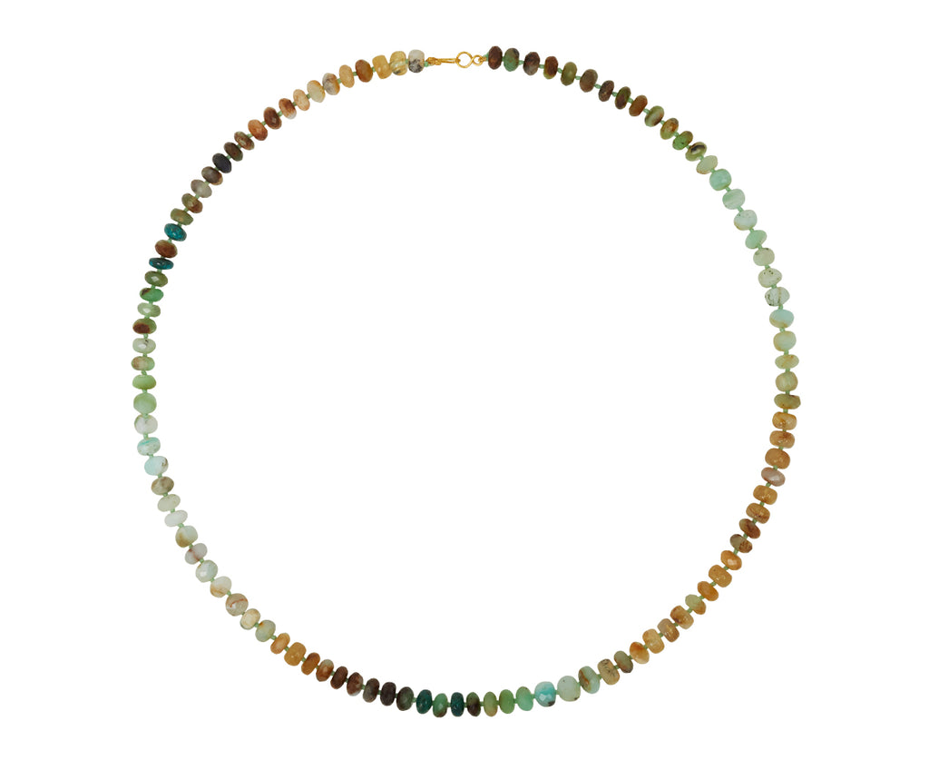 Lena Skadegard Opal, Emerald, Chrysocolla and Rutilated Quartz Beaded Necklace - top down