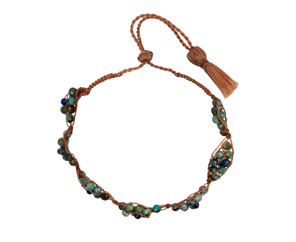 Lena Skadegard Turquoise and Lapis Beaded Bracelet - Side View