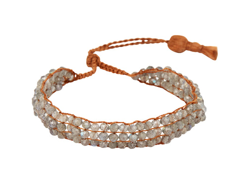 Lena Skadegard Labradorite Crochet Tassel Beaded Bracelet