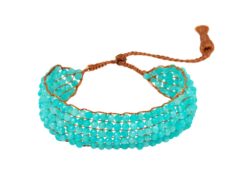 Lena Skadegard Amazonite Crochet Tassel Beaded Bracelet
