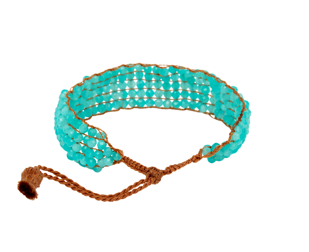 Amazonite Crochet Tassel Beaded Bracelet