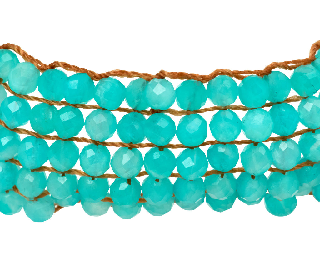 Amazonite Crochet Tassel Beaded Bracelet