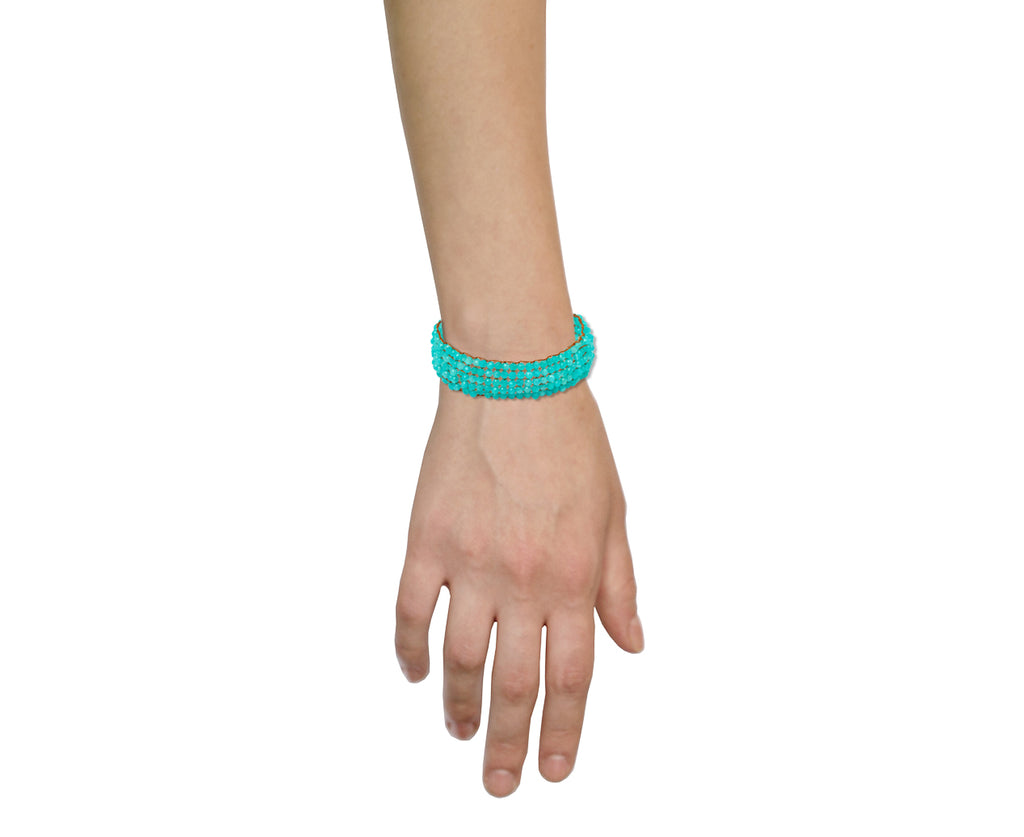 Amazonite Crochet Tassel Beaded Bracelet