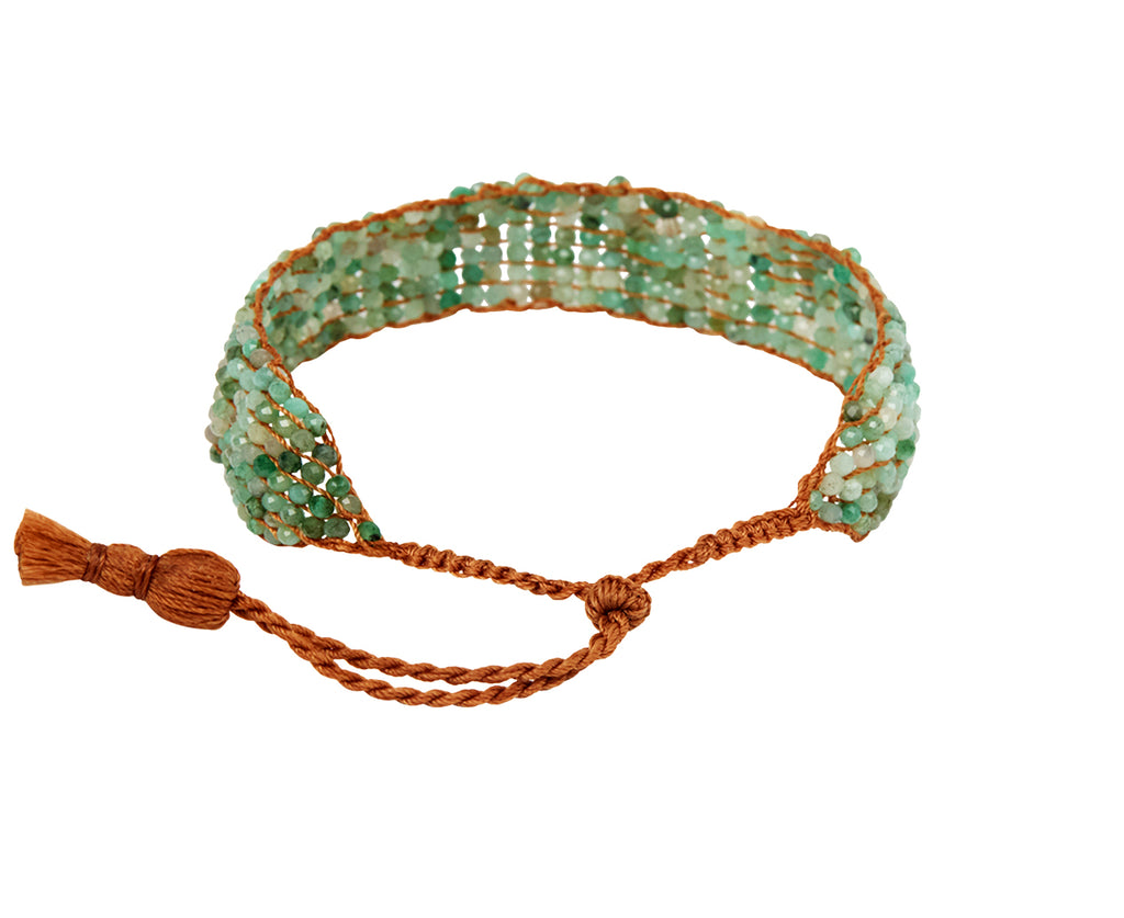 Emerald Crochet Beaded Bracelet