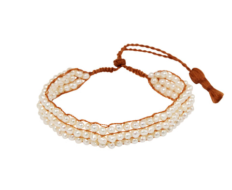 Lena Skadegard Woven Pearl Beaded Bracelet