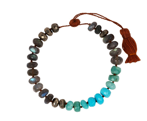 Lena Skadegard Labradorite, Silverite, Turquoise and Chrysocolla Beaded Bracelet