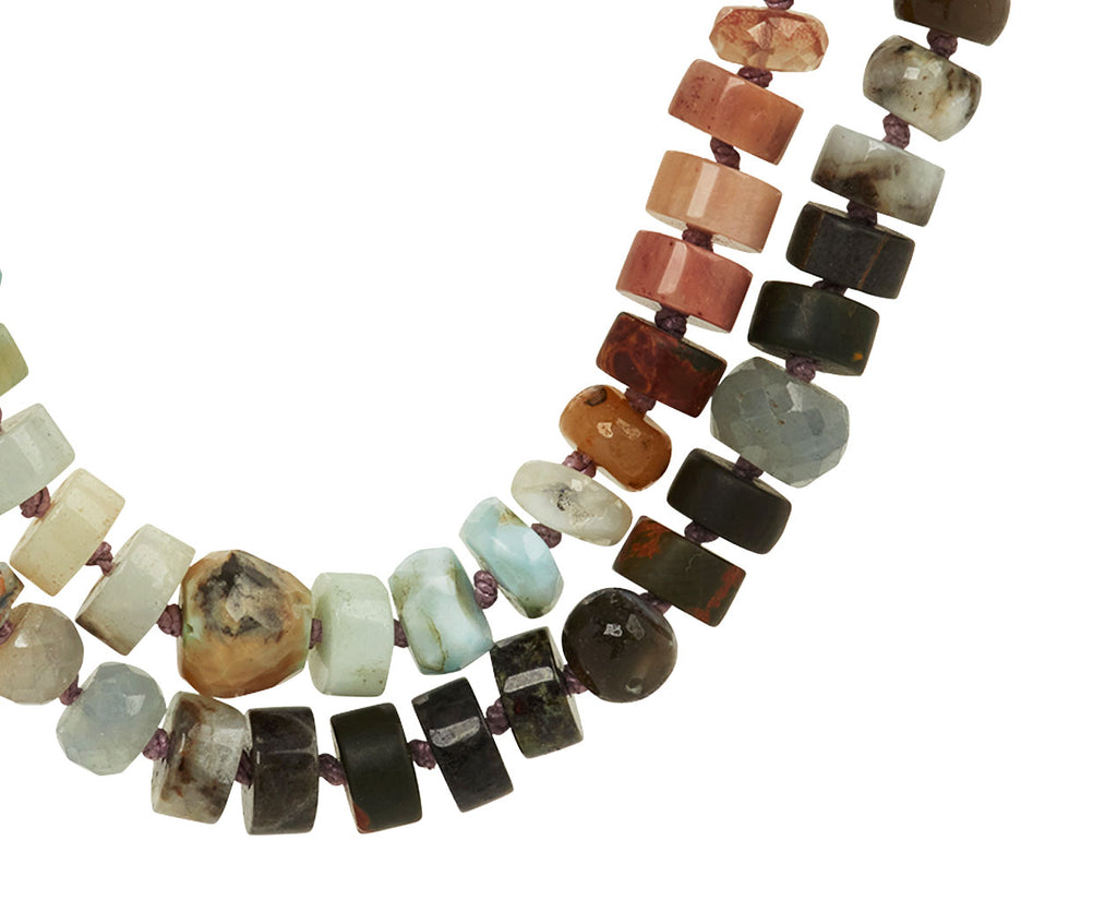 Lena Skadegard Peruvian Opal, Citrine and Quartz Beaded Necklace - Closeup