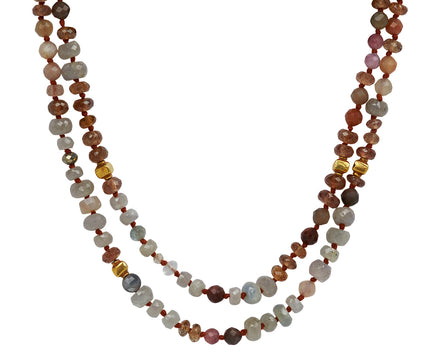 Lena Skadegard Garnet and Pink Tourmaline Beaded Necklace