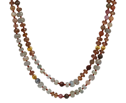 Lena Skadegard Garnet and Pink Tourmaline Beaded Necklace