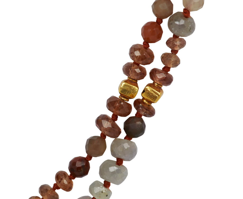 Lena Skadegard Garnet and Pink Tourmaline Beaded Necklace - closeup