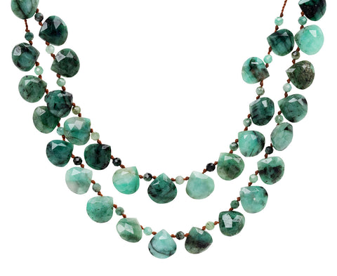 Lena Skadegard Emerald Petal Necklace - Doubled
